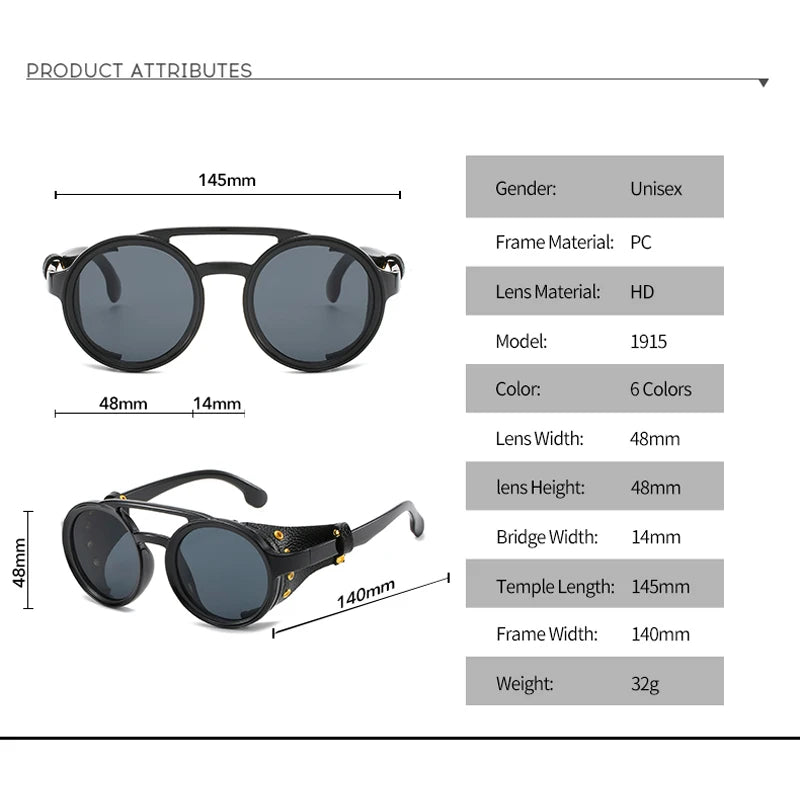 Gafas de Sol Steampunk con Escudos Laterales – Diseño Retro e Industrial